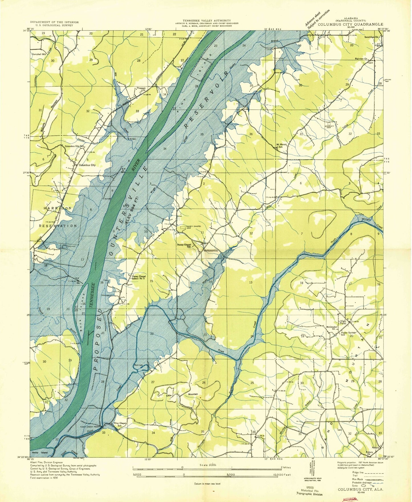 Classic USGS Columbus City Alabama 7.5'x7.5' Topo Map Image