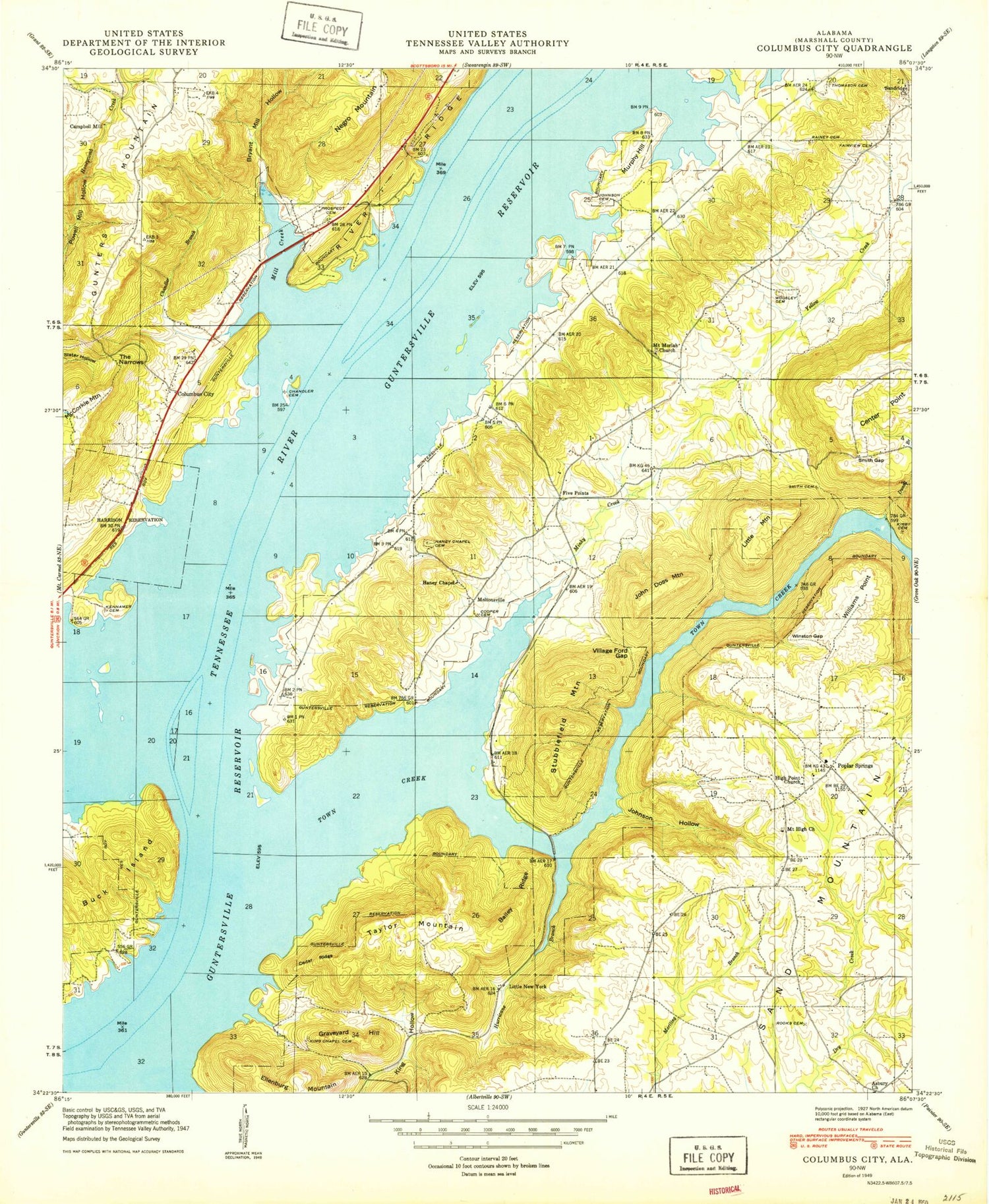 Classic USGS Columbus City Alabama 7.5'x7.5' Topo Map Image
