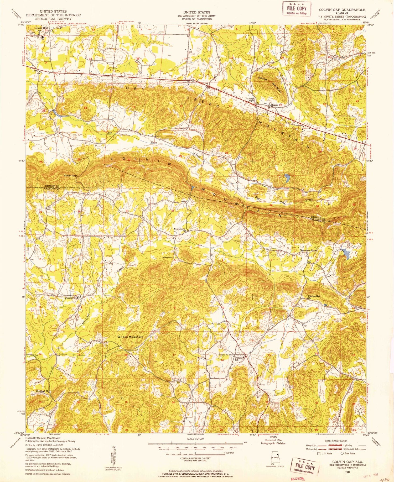 Classic USGS Colvin Gap Alabama 7.5'x7.5' Topo Map Image