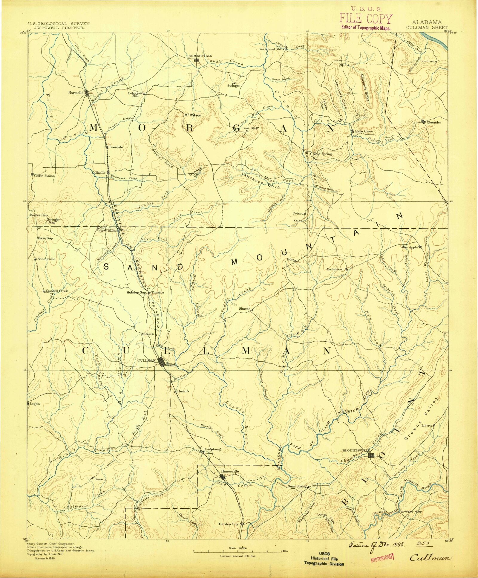 Historic 1888 Cullman Alabama 30x30 Topo Map Mytopo Map Store 8637