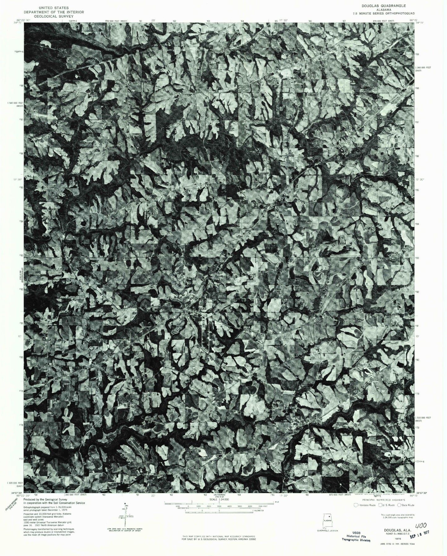 Classic USGS Douglas Alabama 7.5'x7.5' Topo Map Image