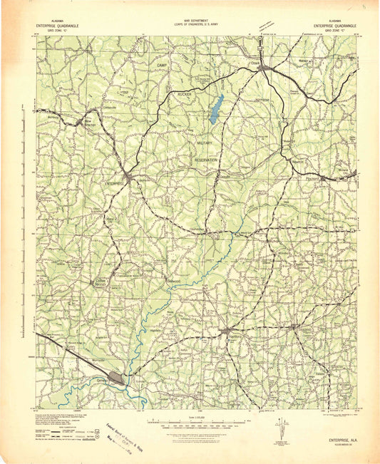 Historic 1942 Enterprise Alabama 30'x30' Topo Map Image