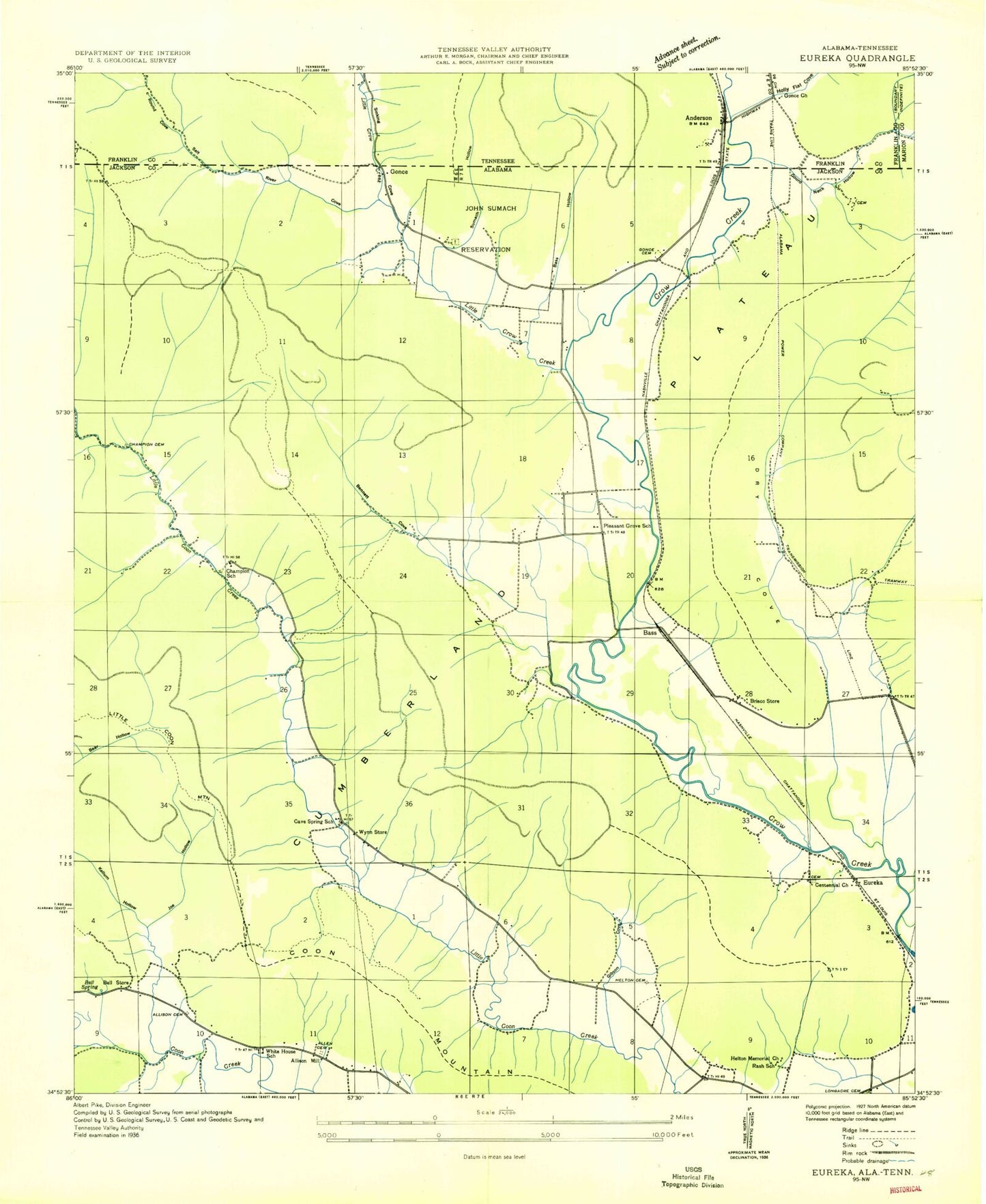 Classic USGS Eureka Alabama 7.5'x7.5' Topo Map Image