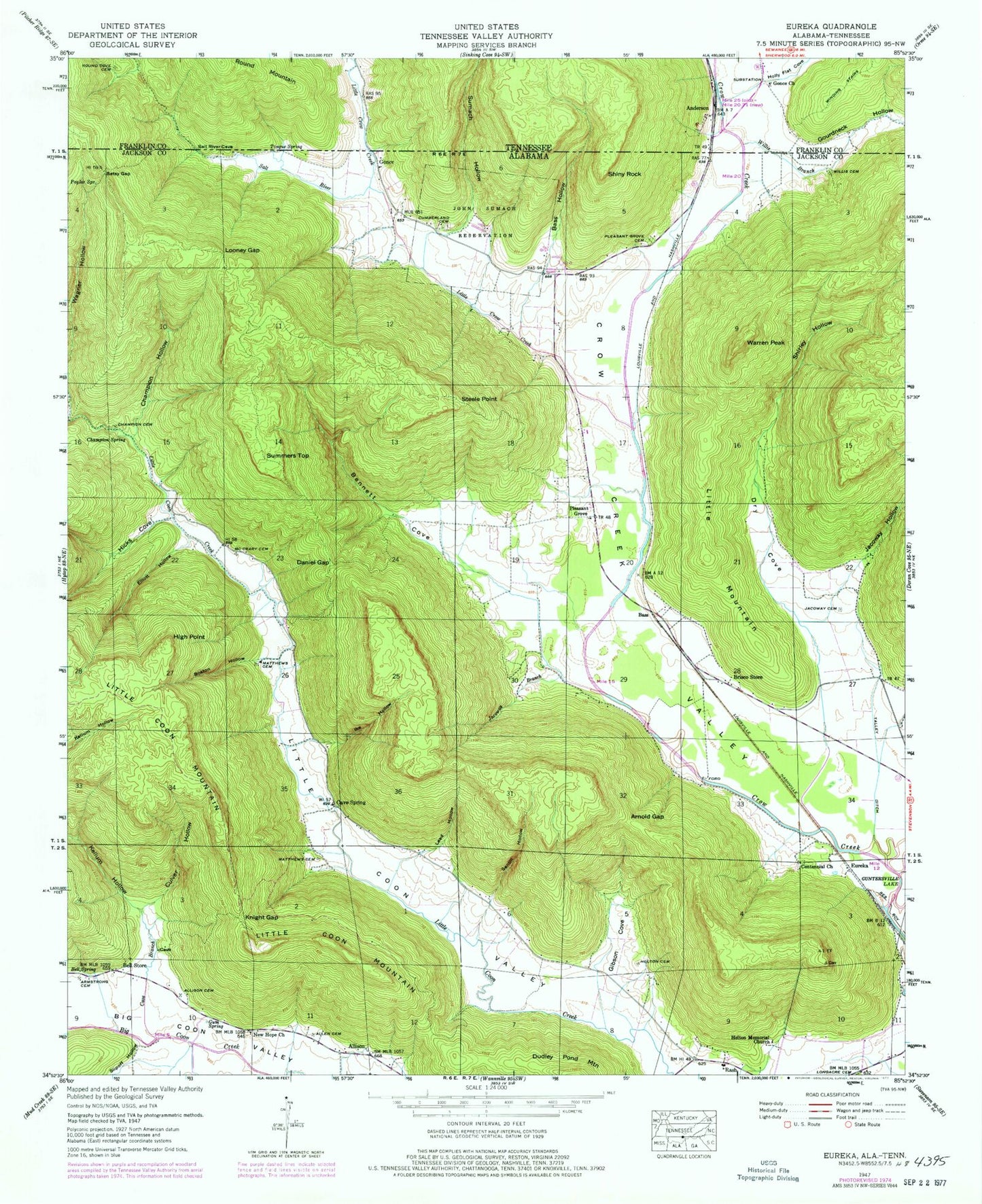Classic USGS Eureka Alabama 7.5'x7.5' Topo Map Image