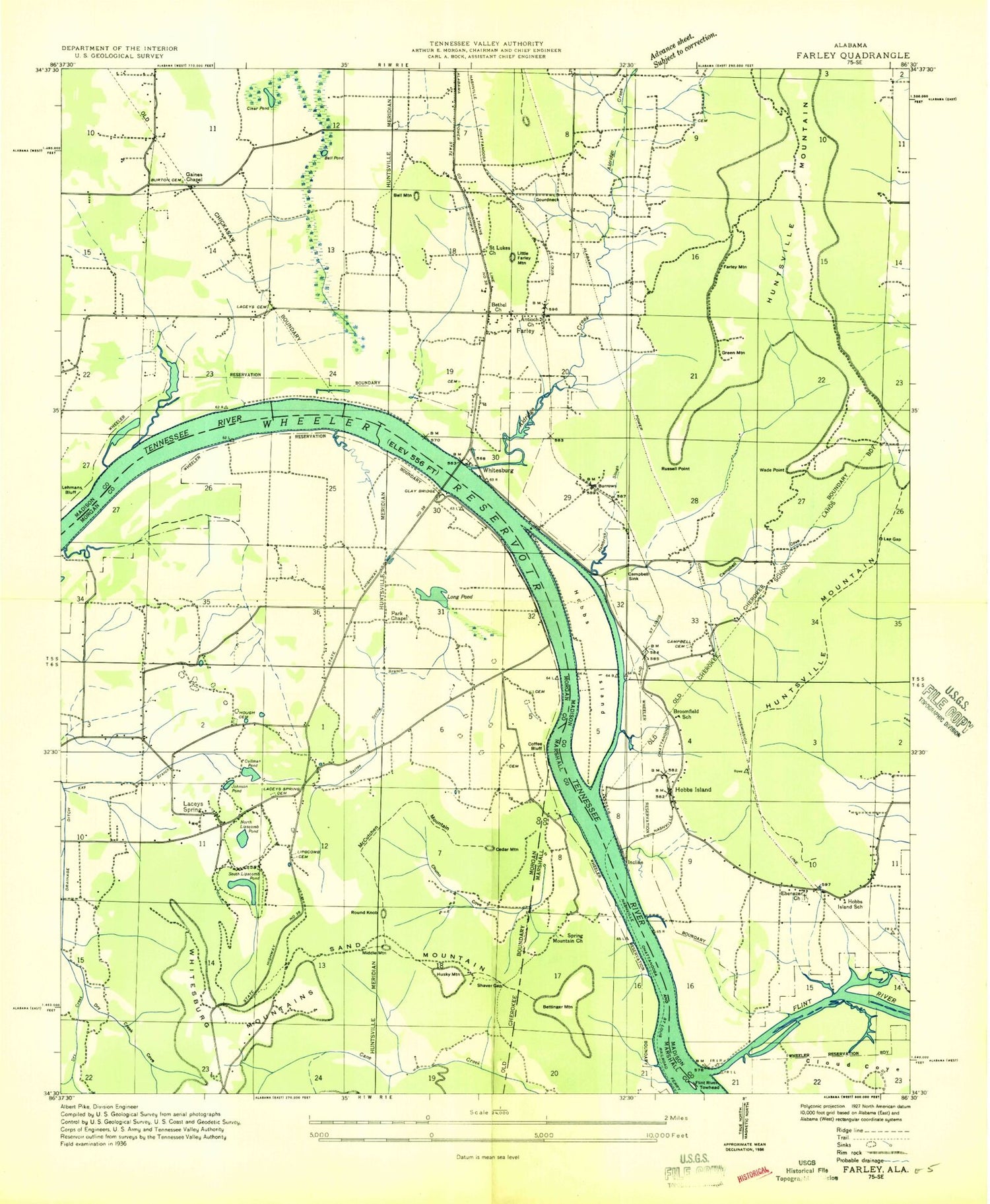 Classic USGS Farley Alabama 7.5'x7.5' Topo Map Image