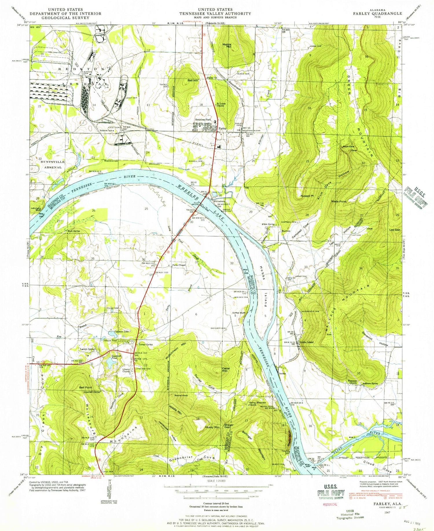 Classic USGS Farley Alabama 7.5'x7.5' Topo Map Image