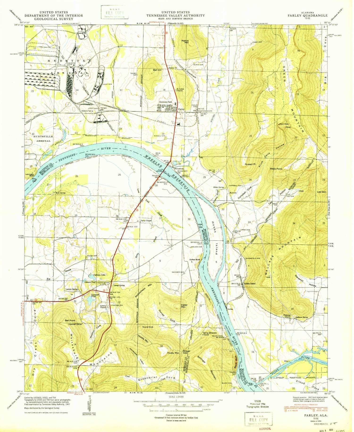 Classic USGS Farley Alabama 7.5'x7.5' Topo Map Image