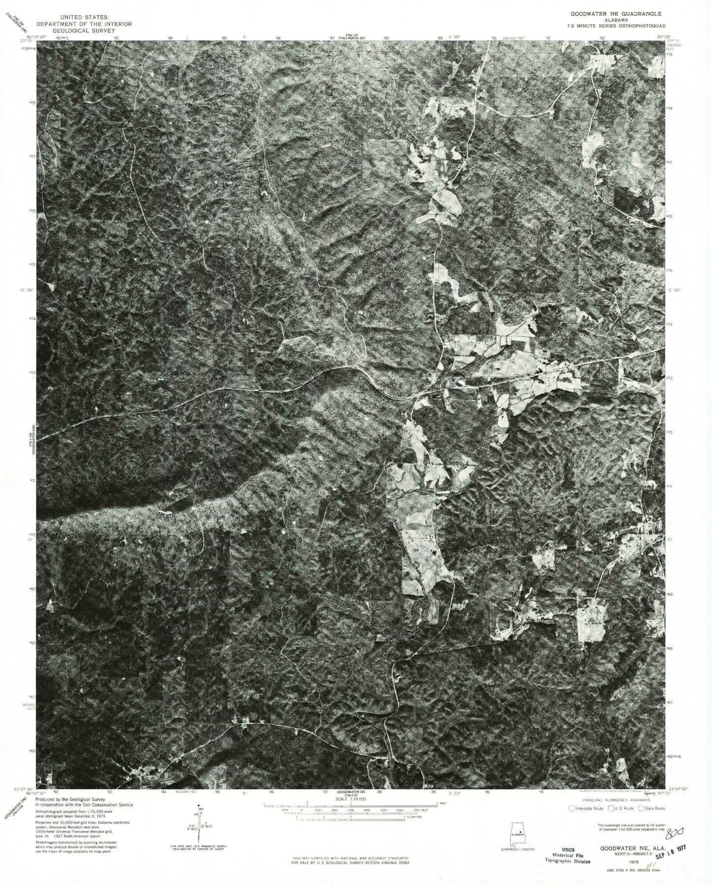 Classic USGS Bulls Gap Alabama 7.5'x7.5' Topo Map Image