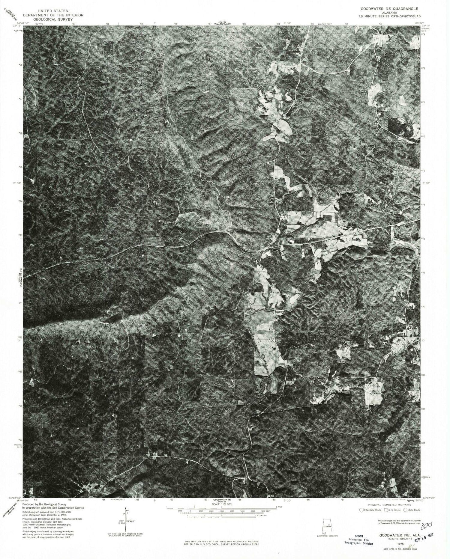 Classic USGS Bulls Gap Alabama 7.5'x7.5' Topo Map Image