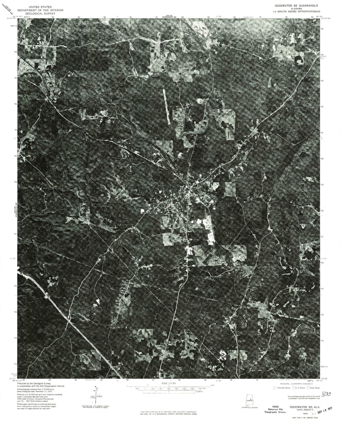 Classic USGS Goodwater Alabama 7.5'x7.5' Topo Map Image