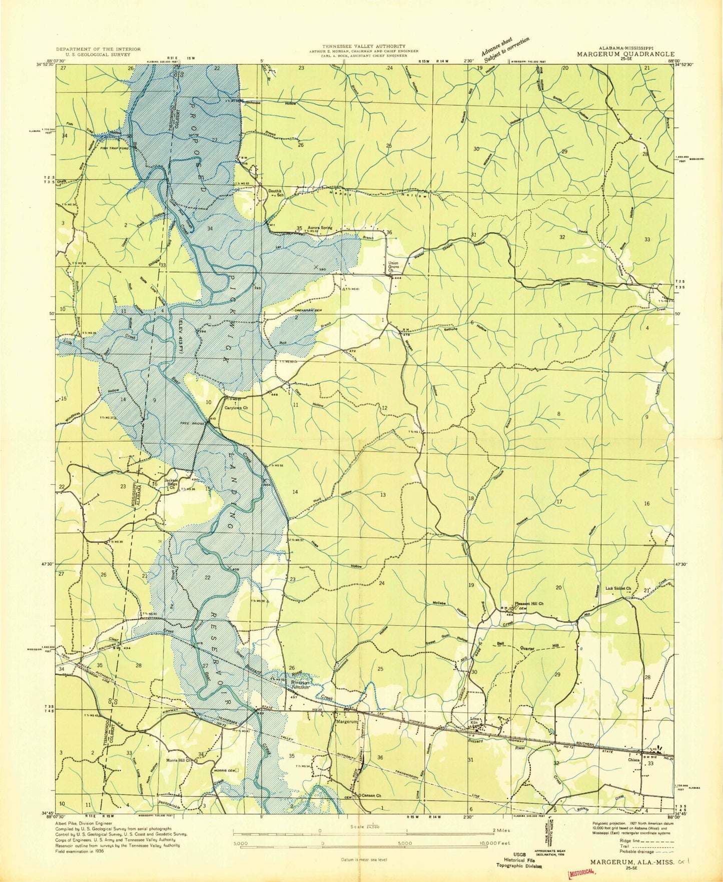 Classic USGS Margerum Alabama 7.5'x7.5' Topo Map Image