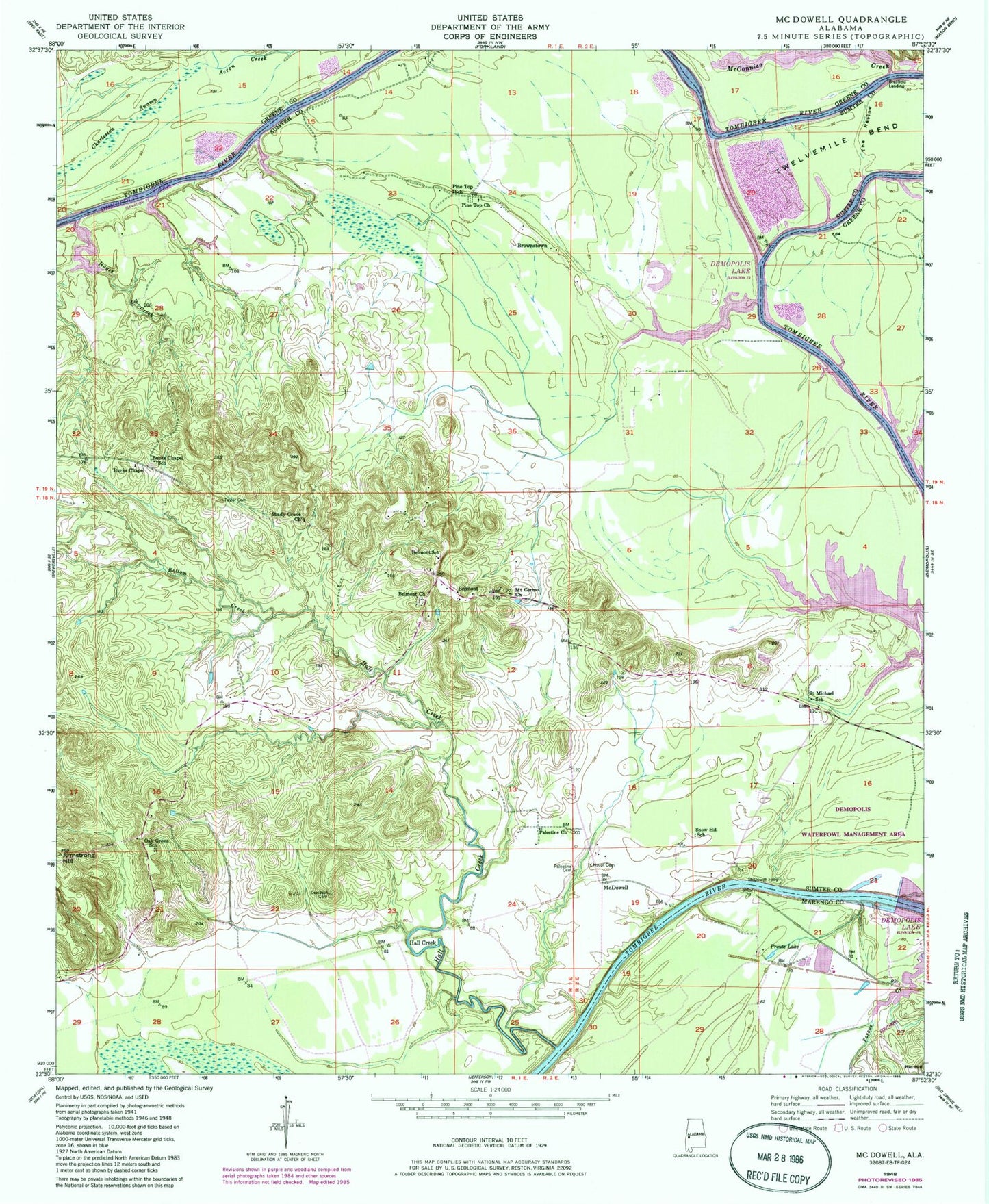 Classic USGS McDowell Alabama 7.5'x7.5' Topo Map Image