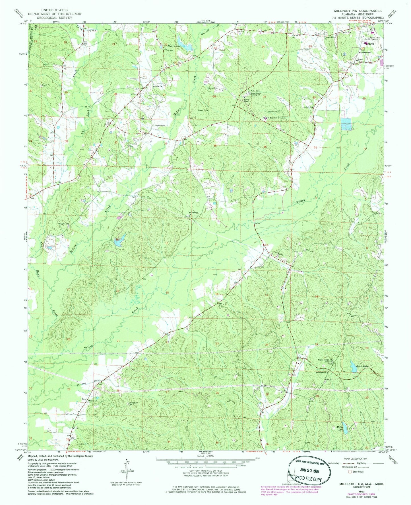 Classic USGS Millport NW Alabama 7.5'x7.5' Topo Map Image