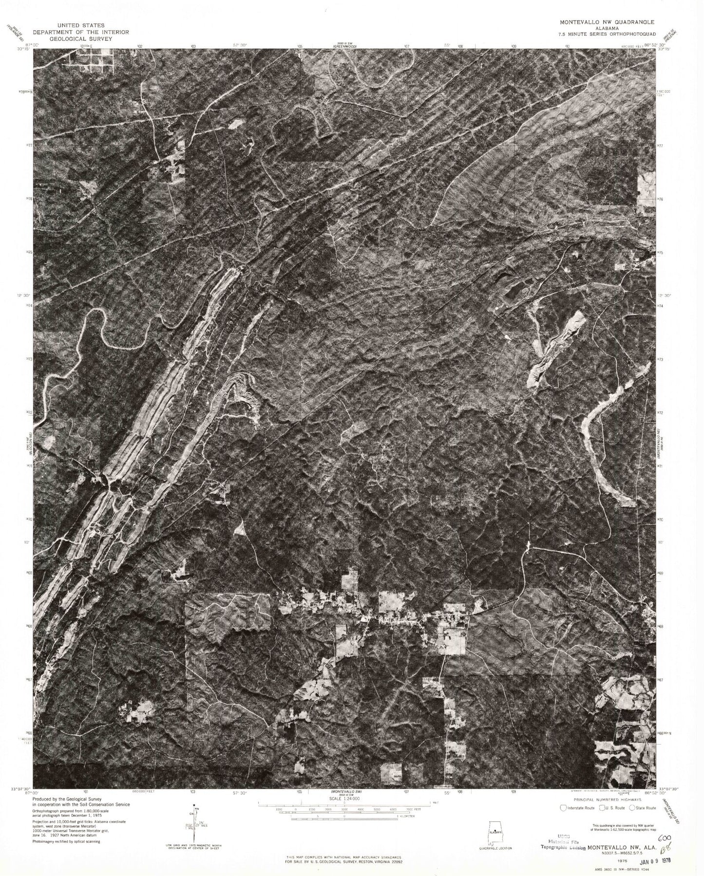 Classic USGS Pea Ridge Alabama 7.5'x7.5' Topo Map Image