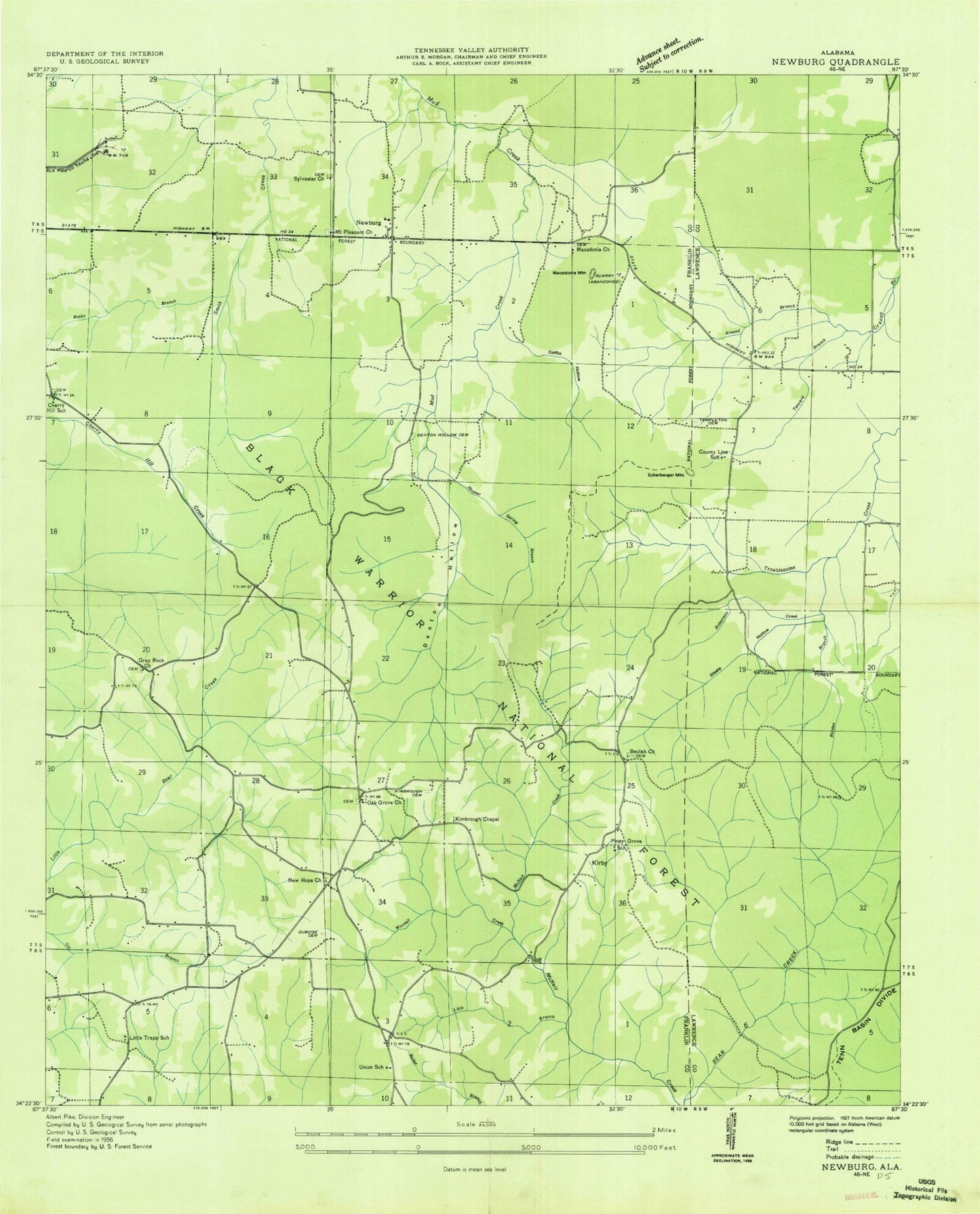 Classic USGS Newburg Alabama 7.5'x7.5' Topo Map Image