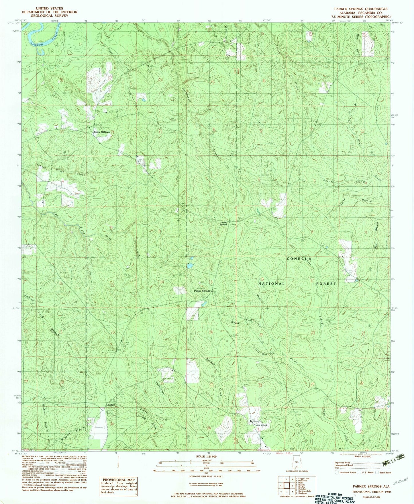 Classic USGS Parker Springs Alabama 7.5'x7.5' Topo Map Image