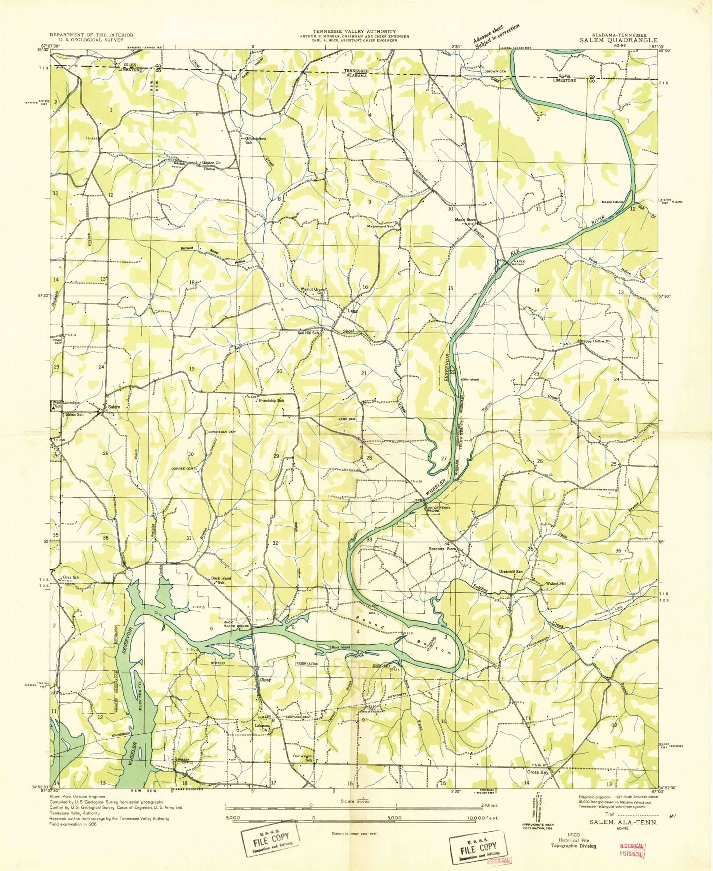 Classic USGS Salem Alabama 7.5'x7.5' Topo Map Image