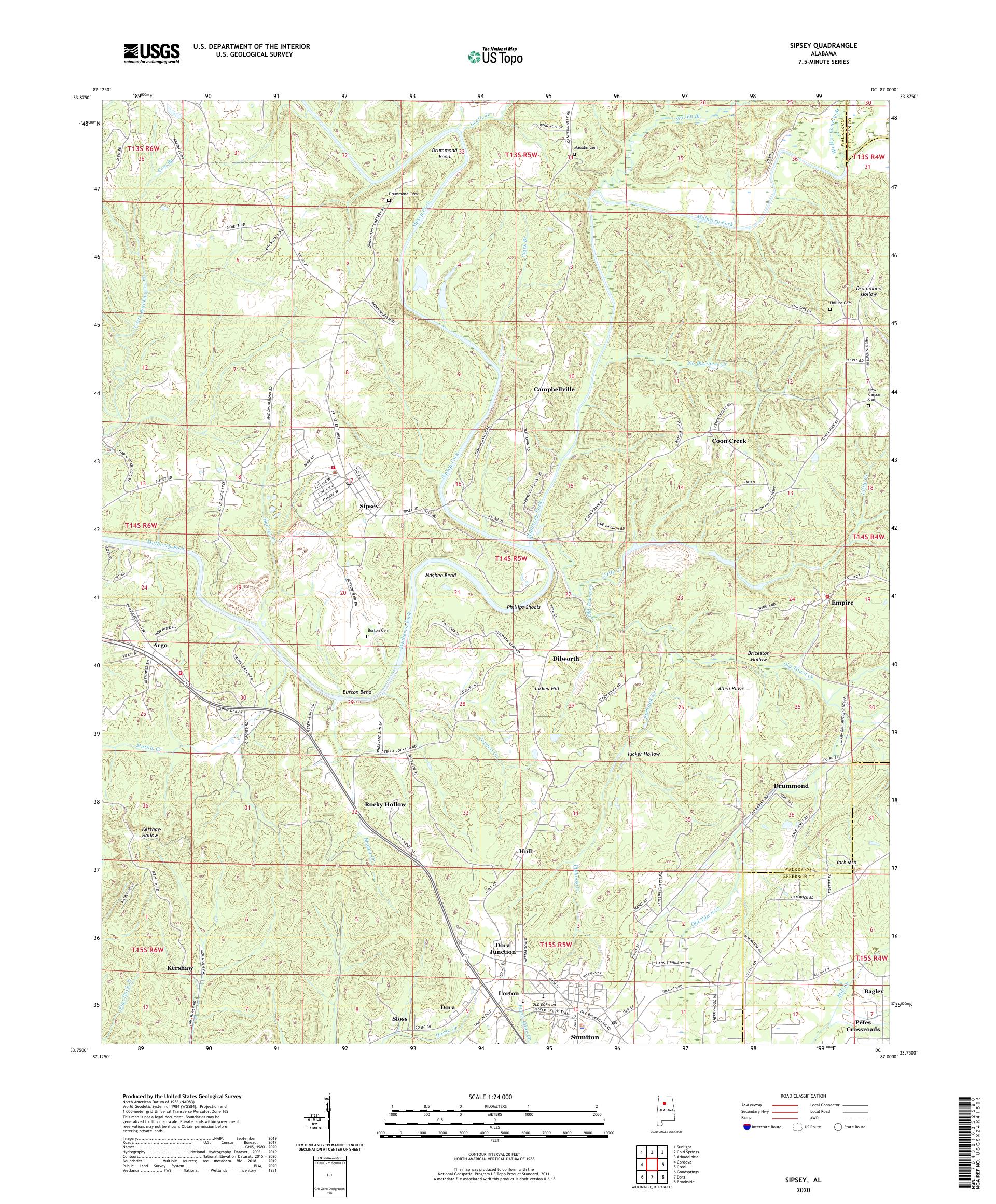 Sipsey Alabama Us Topo Map Mytopo Map Store 0626