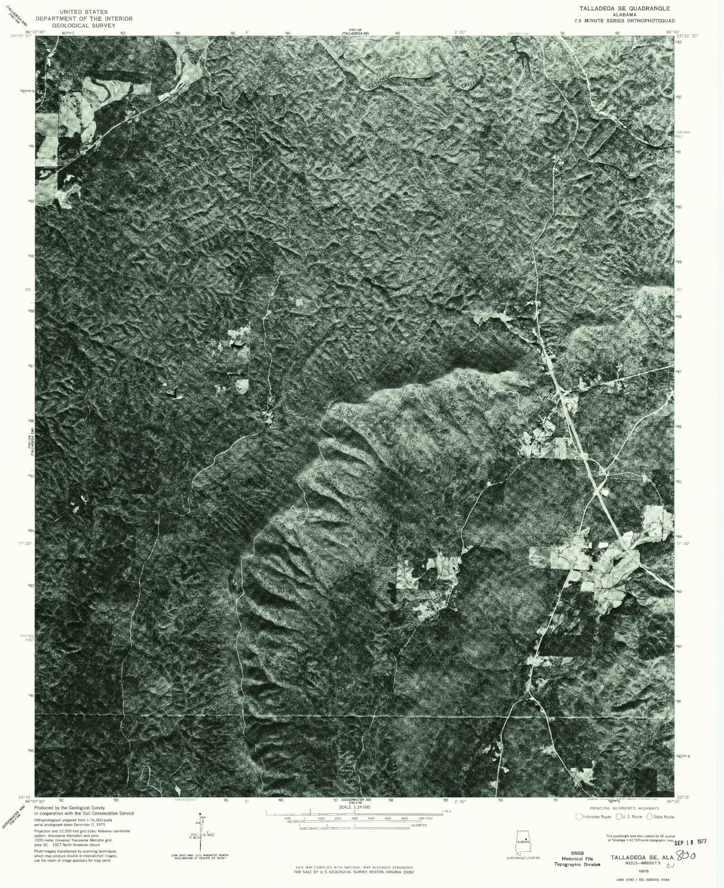 Classic USGS Porter Gap Alabama 7.5'x7.5' Topo Map Image