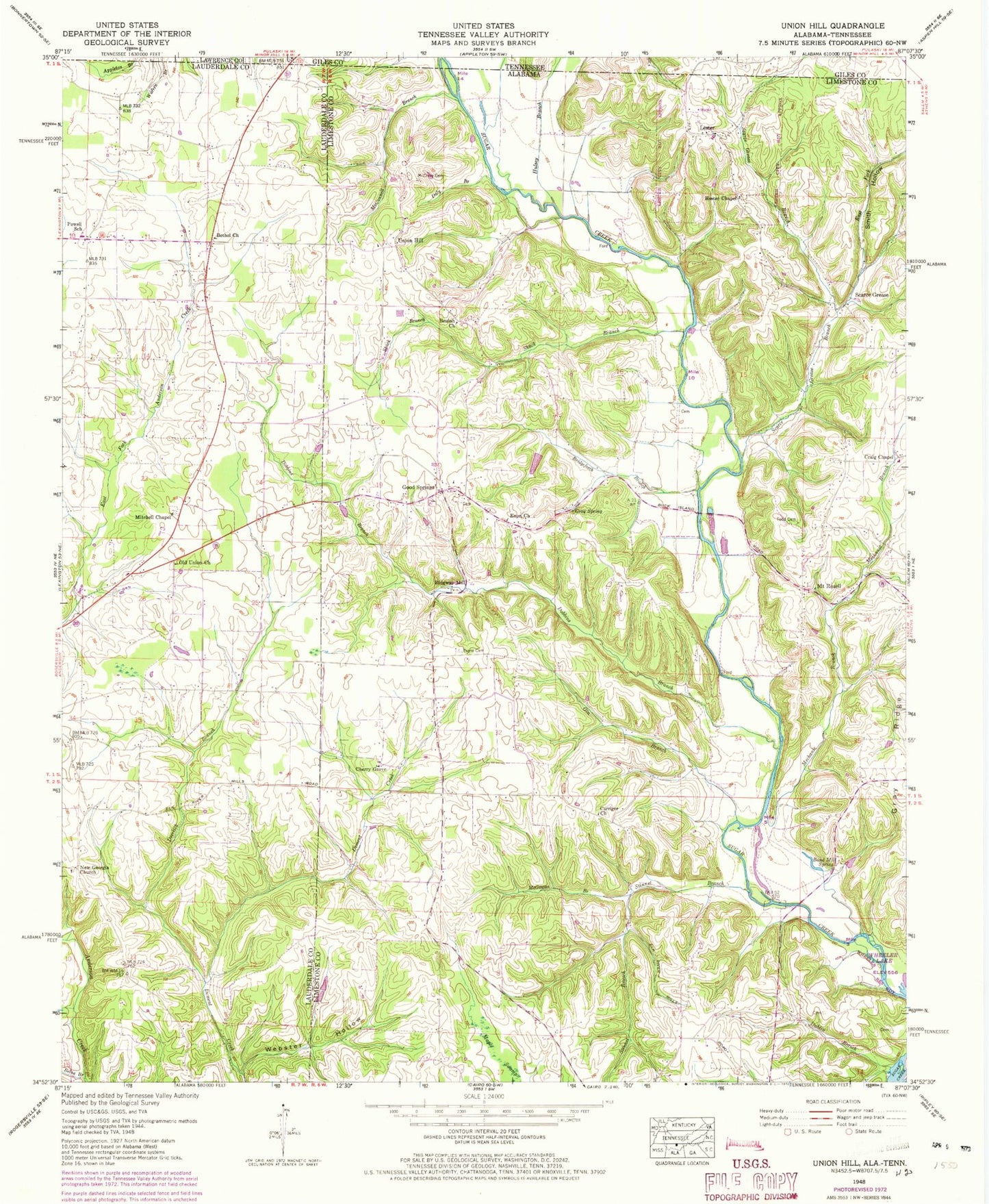 Classic USGS Union Hill Alabama 7.5'x7.5' Topo Map Image