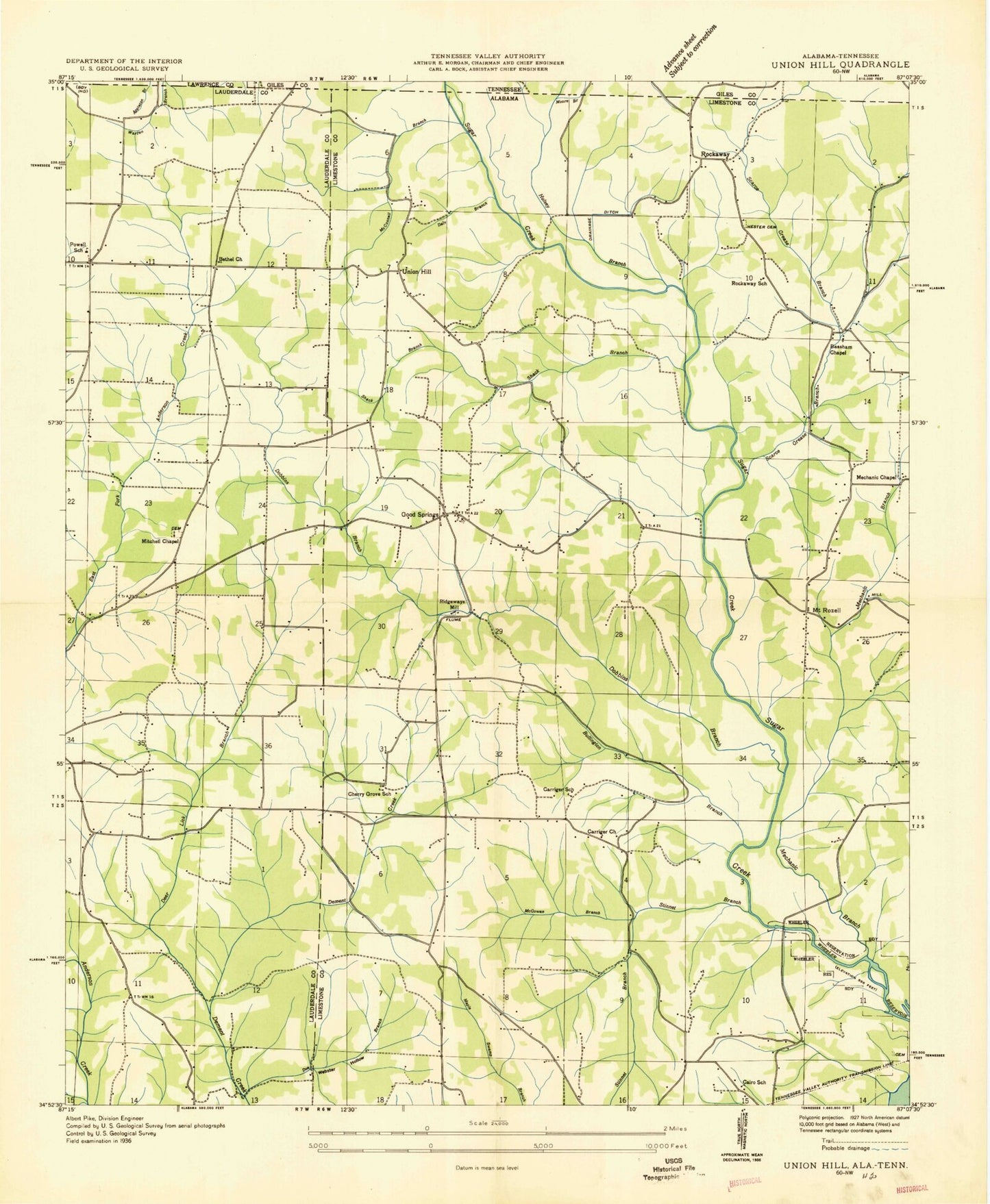 Classic USGS Union Hill Alabama 7.5'x7.5' Topo Map Image