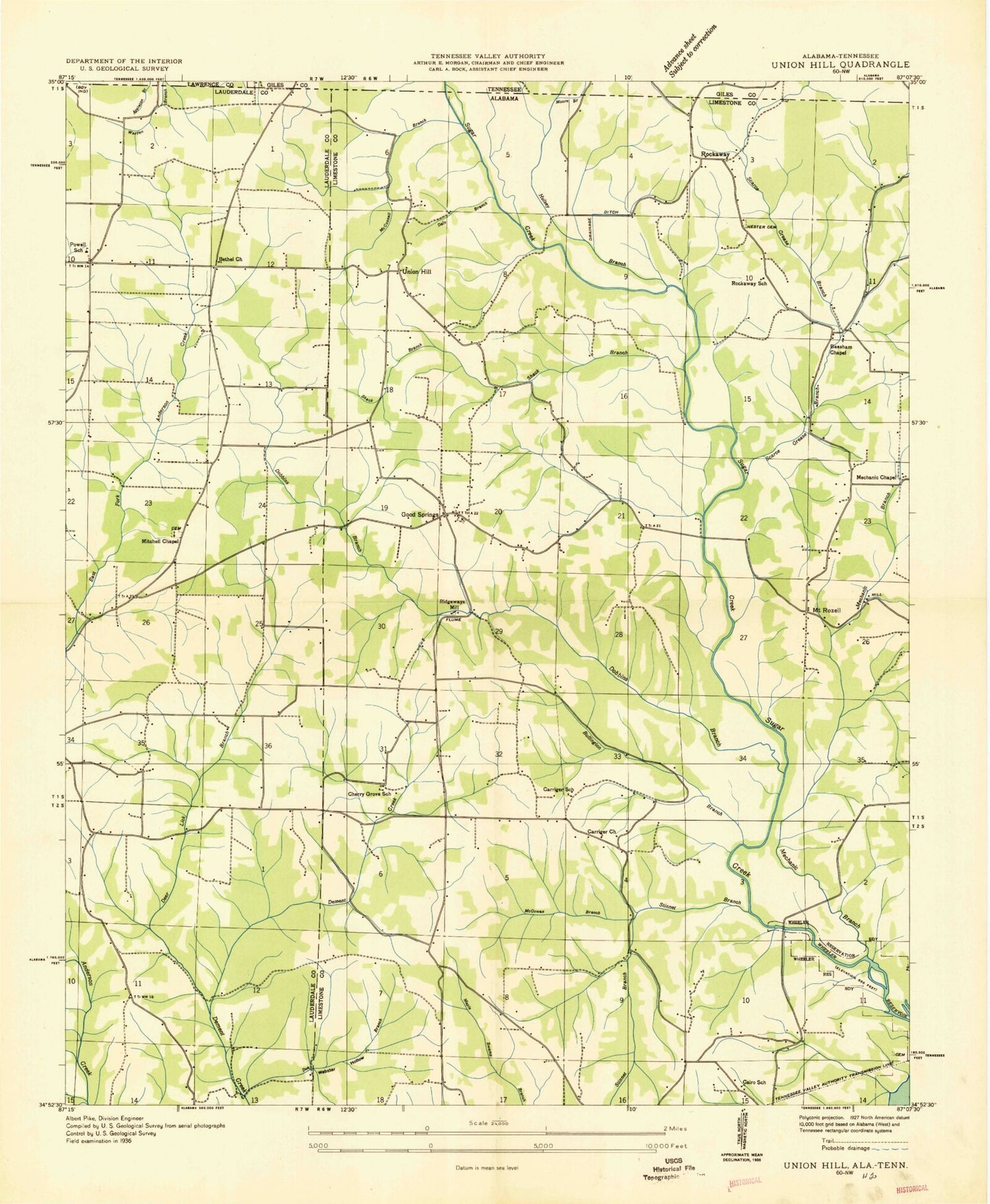 Classic USGS Union Hill Alabama 7.5'x7.5' Topo Map Image