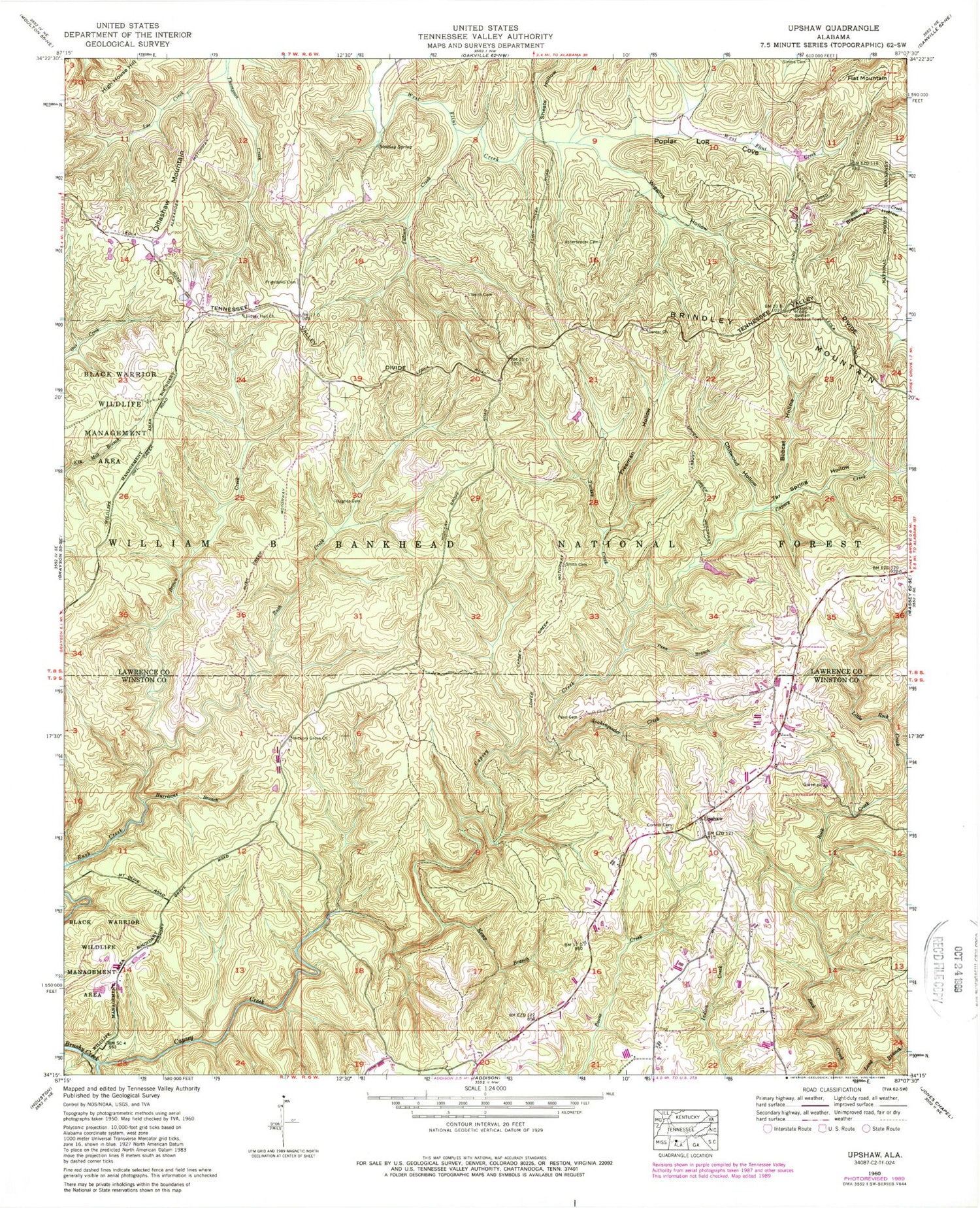 Classic USGS Upshaw Alabama 7.5'x7.5' Topo Map Image