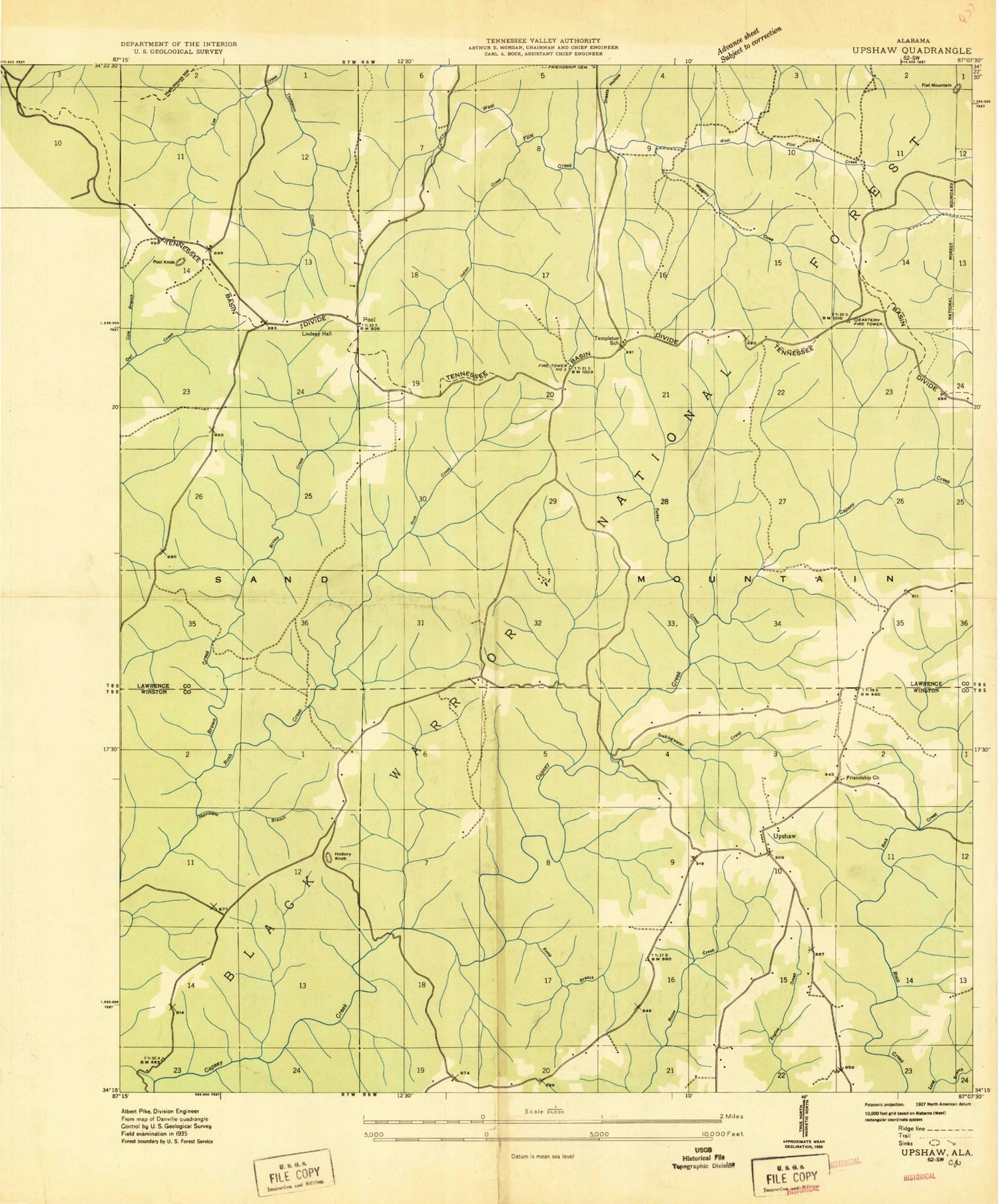 Classic USGS Upshaw Alabama 7.5'x7.5' Topo Map Image