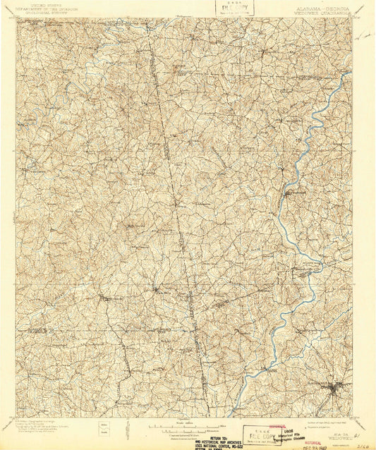 Historic 1902 Wedowee Alabama 30'x30' Topo Map Image