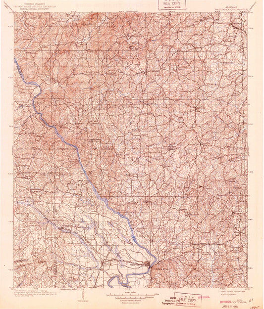 Historic 1903 Wetumpka Alabama 30'x30' Topo Map Image