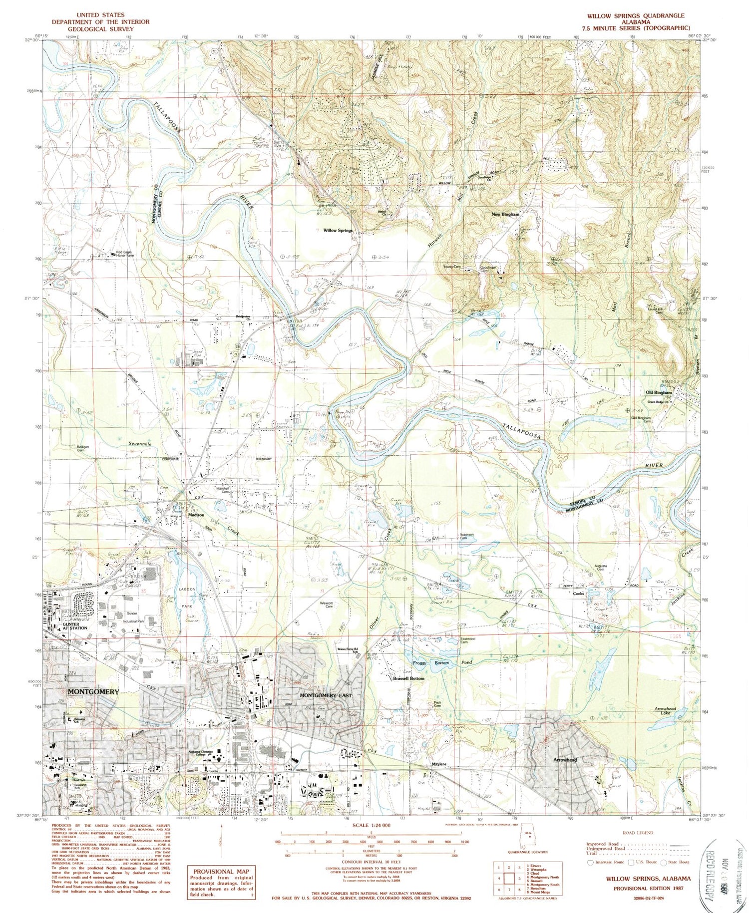 Classic USGS Willow Springs Alabama 7.5'x7.5' Topo Map Image