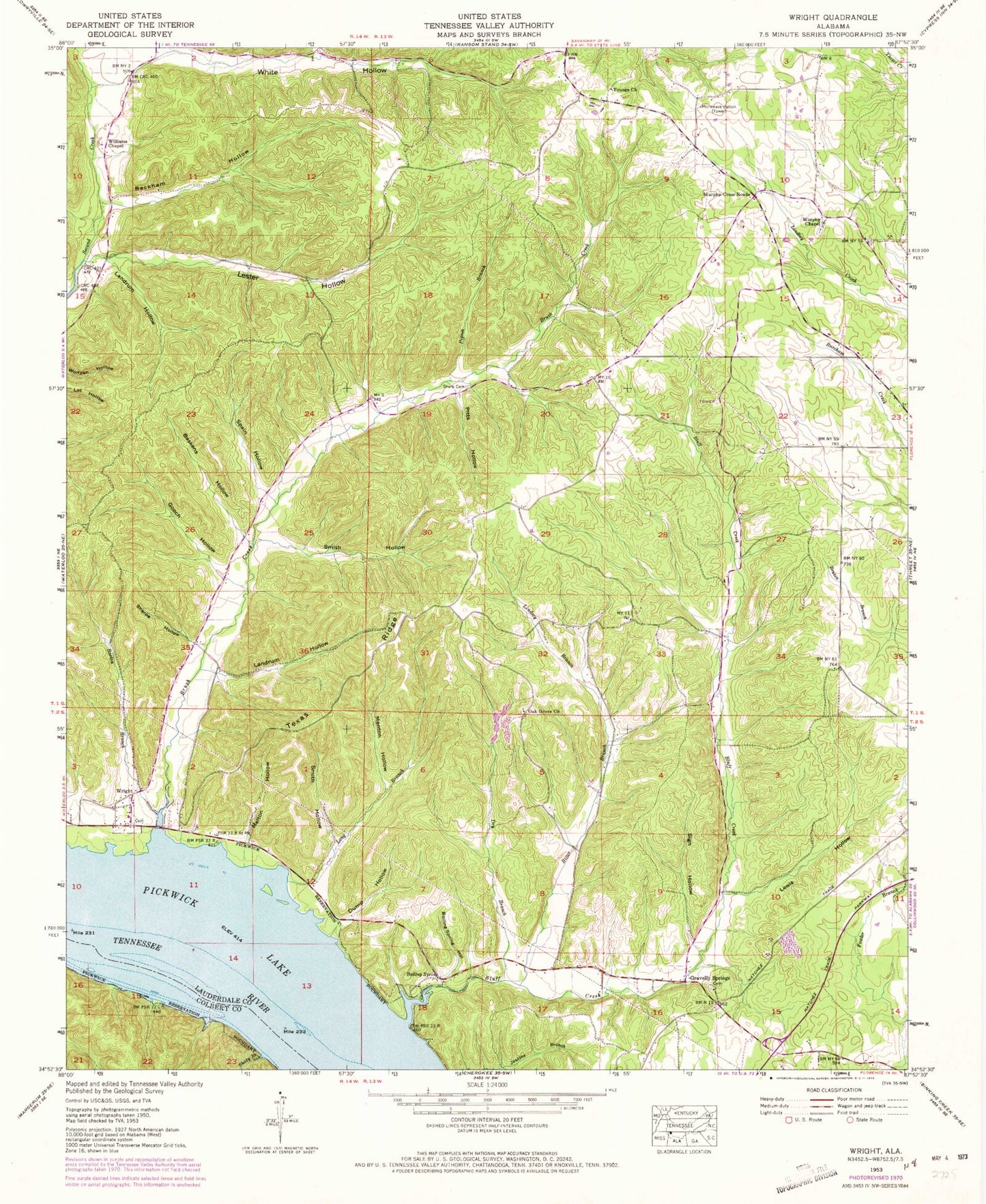 Classic USGS Wright Alabama 7.5'x7.5' Topo Map Image