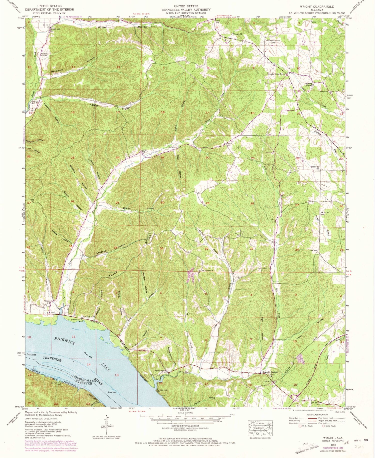 Classic USGS Wright Alabama 7.5'x7.5' Topo Map Image