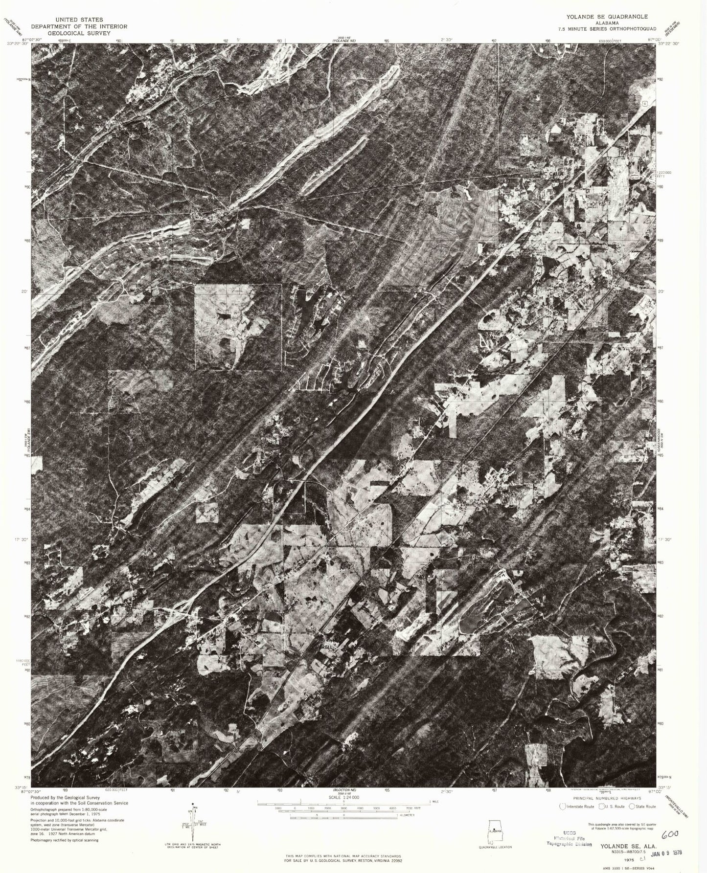 Classic USGS McCalla Alabama 7.5'x7.5' Topo Map Image