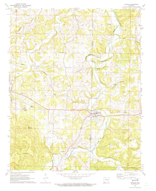 Classic USGS Alpena Arkansas 7.5'x7.5' Topo Map Image