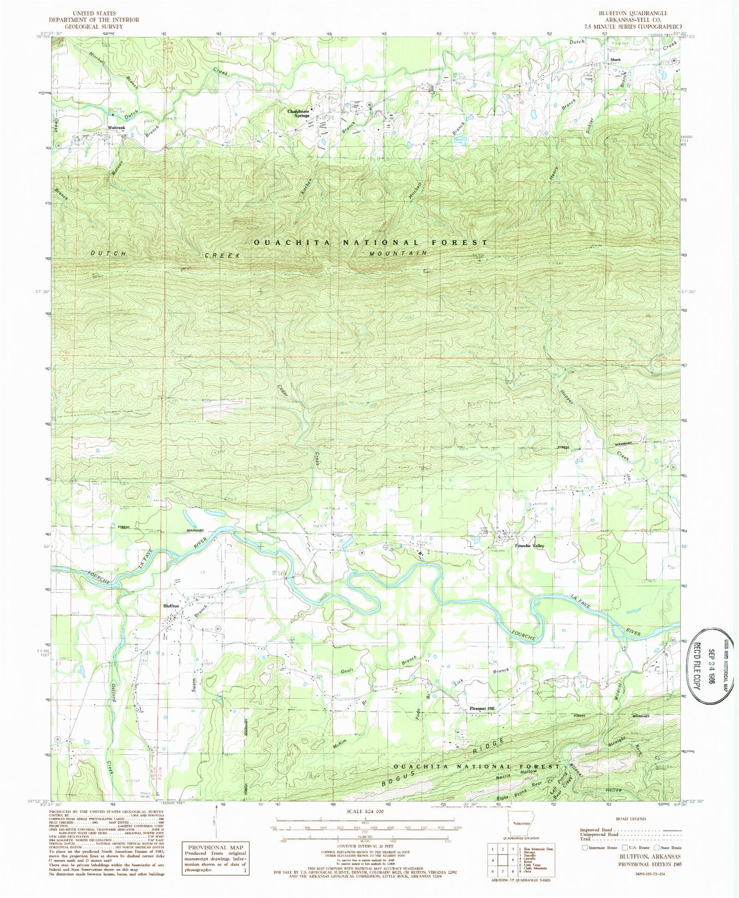 Classic USGS Bluffton Arkansas 7.5'x7.5' Topo Map Image