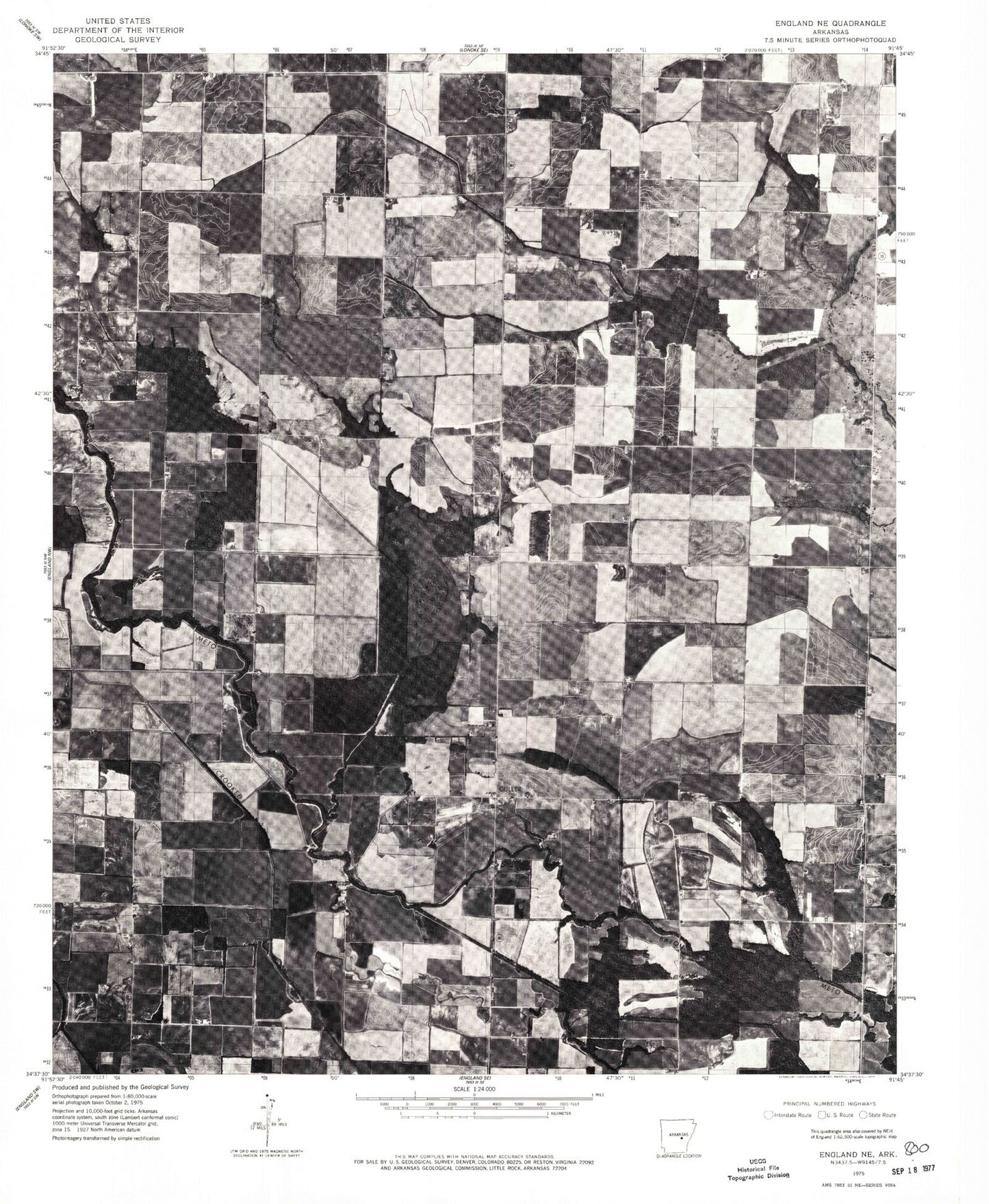 Classic USGS Culler Arkansas 7.5'x7.5' Topo Map Image