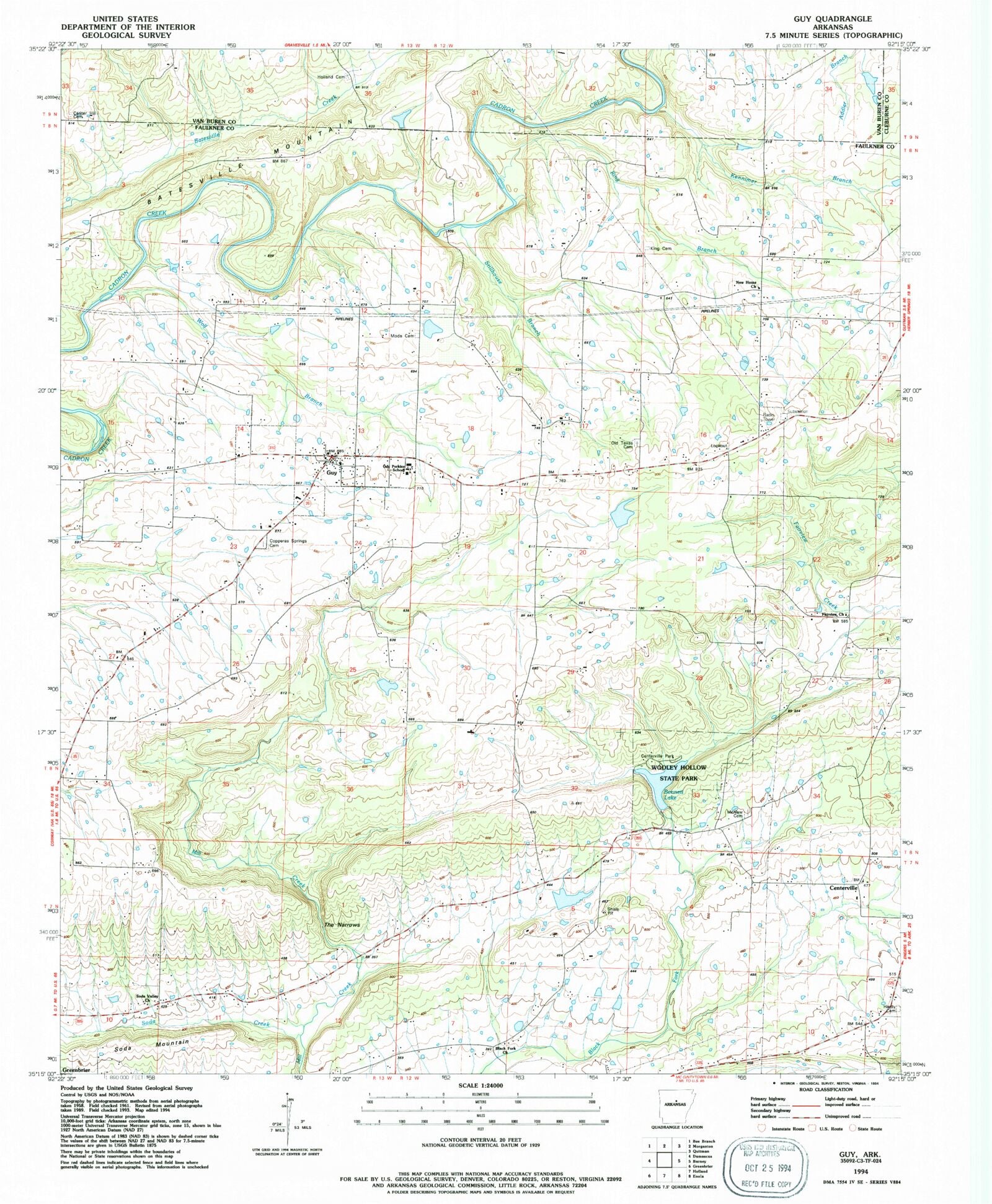 Classic USGS Guy Arkansas 7.5'x7.5' Topo Map MyTopo Map Store