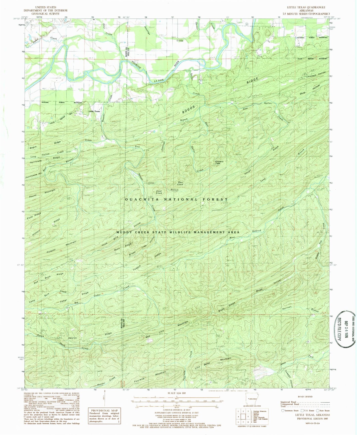 Classic USGS Little Texas Arkansas 7.5'x7.5' Topo Map Image