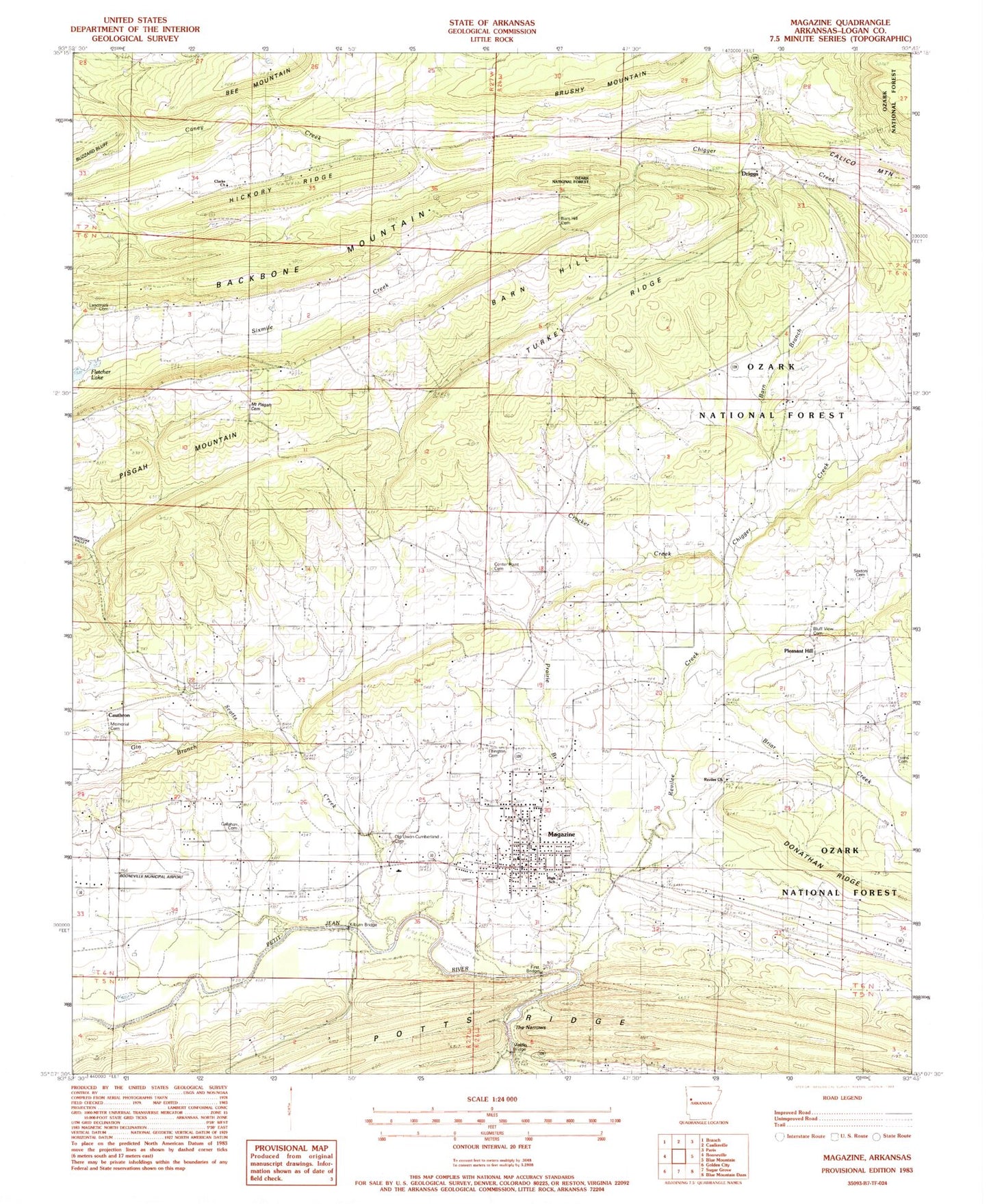 Classic USGS Magazine Arkansas 7.5'x7.5' Topo Map Image