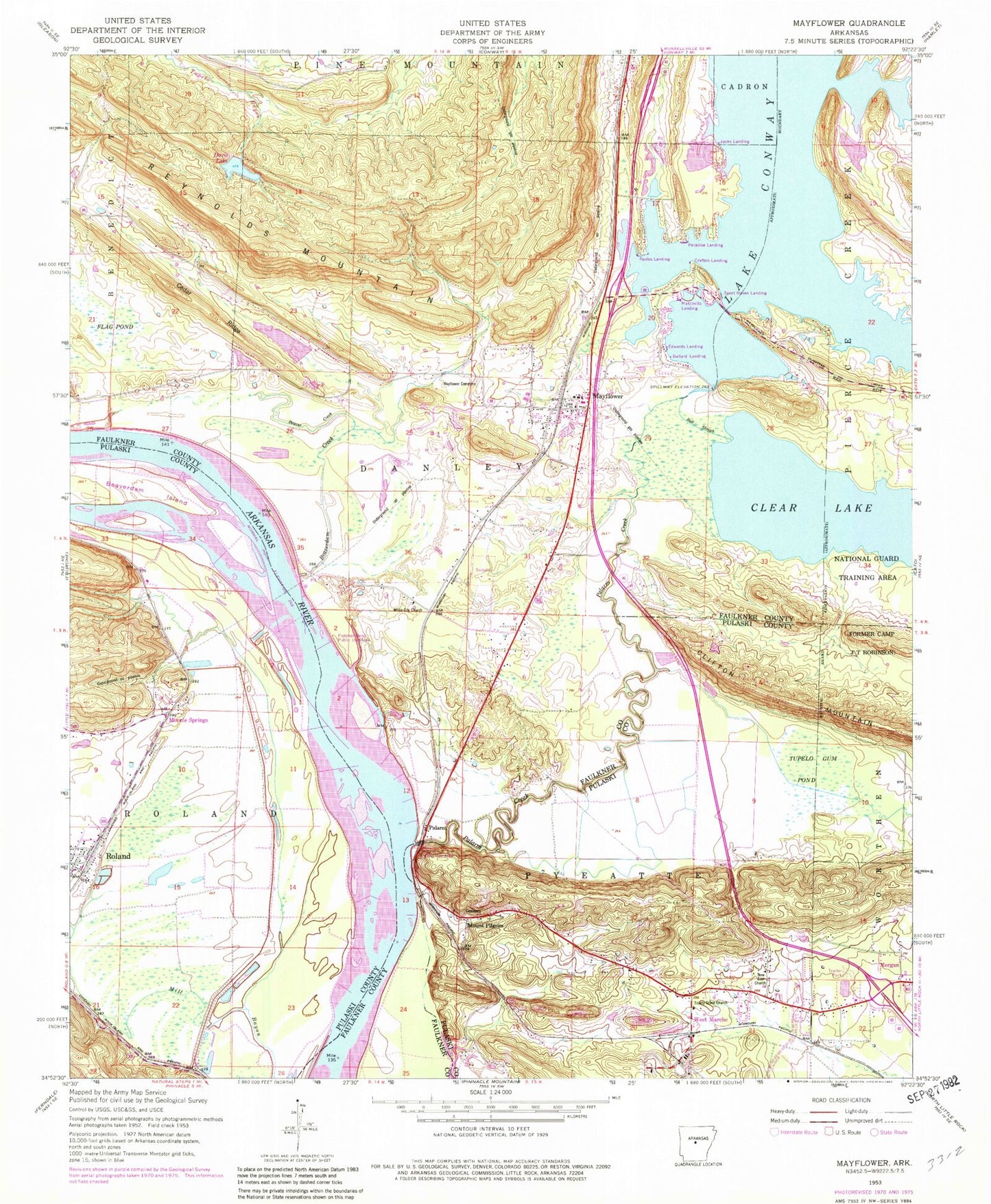 Classic USGS Mayflower Arkansas 7.5'x7.5' Topo Map Image