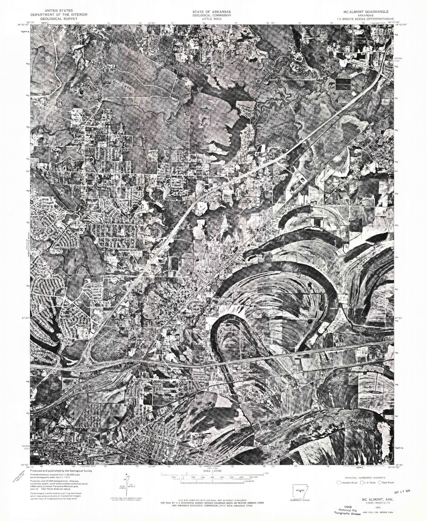 Classic USGS McAlmont Arkansas 7.5'x7.5' Topo Map Image