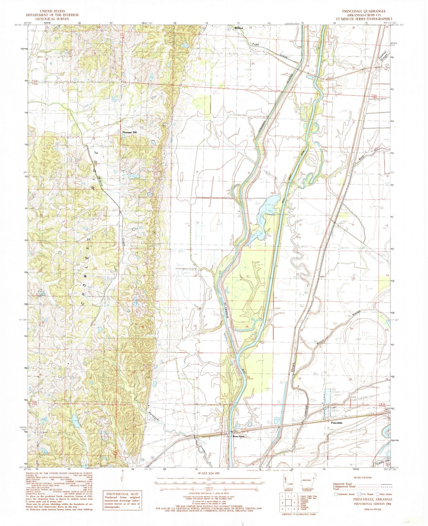 Classic USGS Princedale Arkansas 7.5'x7.5' Topo Map Image