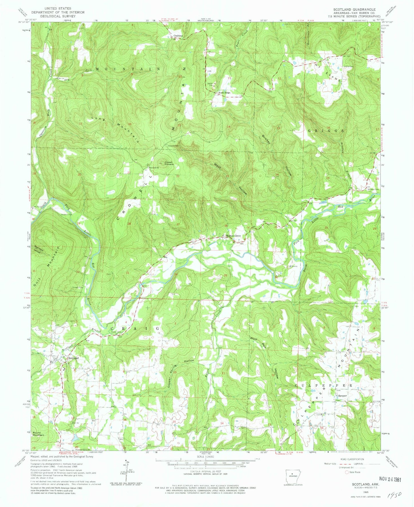 Classic USGS Scotland Arkansas 7.5'x7.5' Topo Map Image