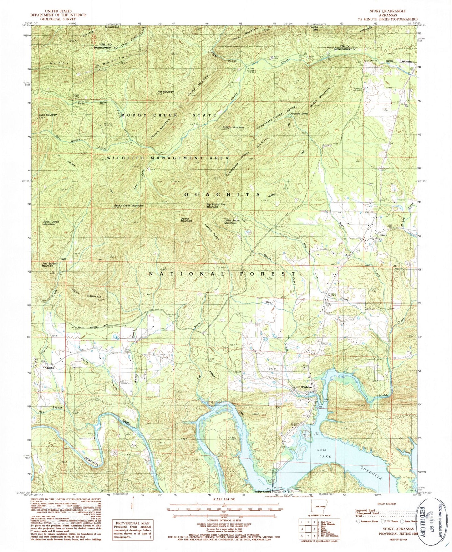 Classic USGS Story Arkansas 7.5'x7.5' Topo Map Image
