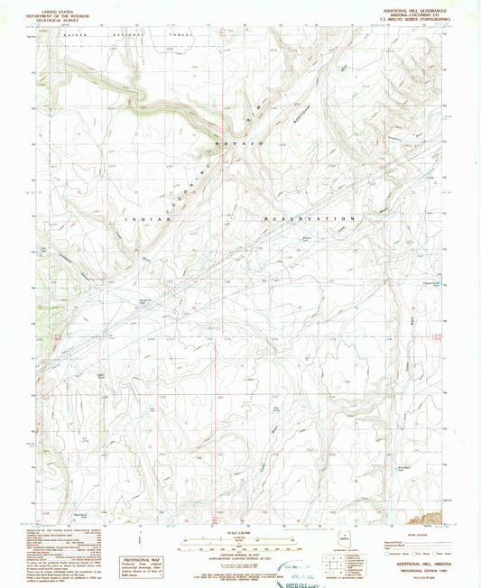 Classic USGS Additional Hill Arizona 7.5'x7.5' Topo Map Image