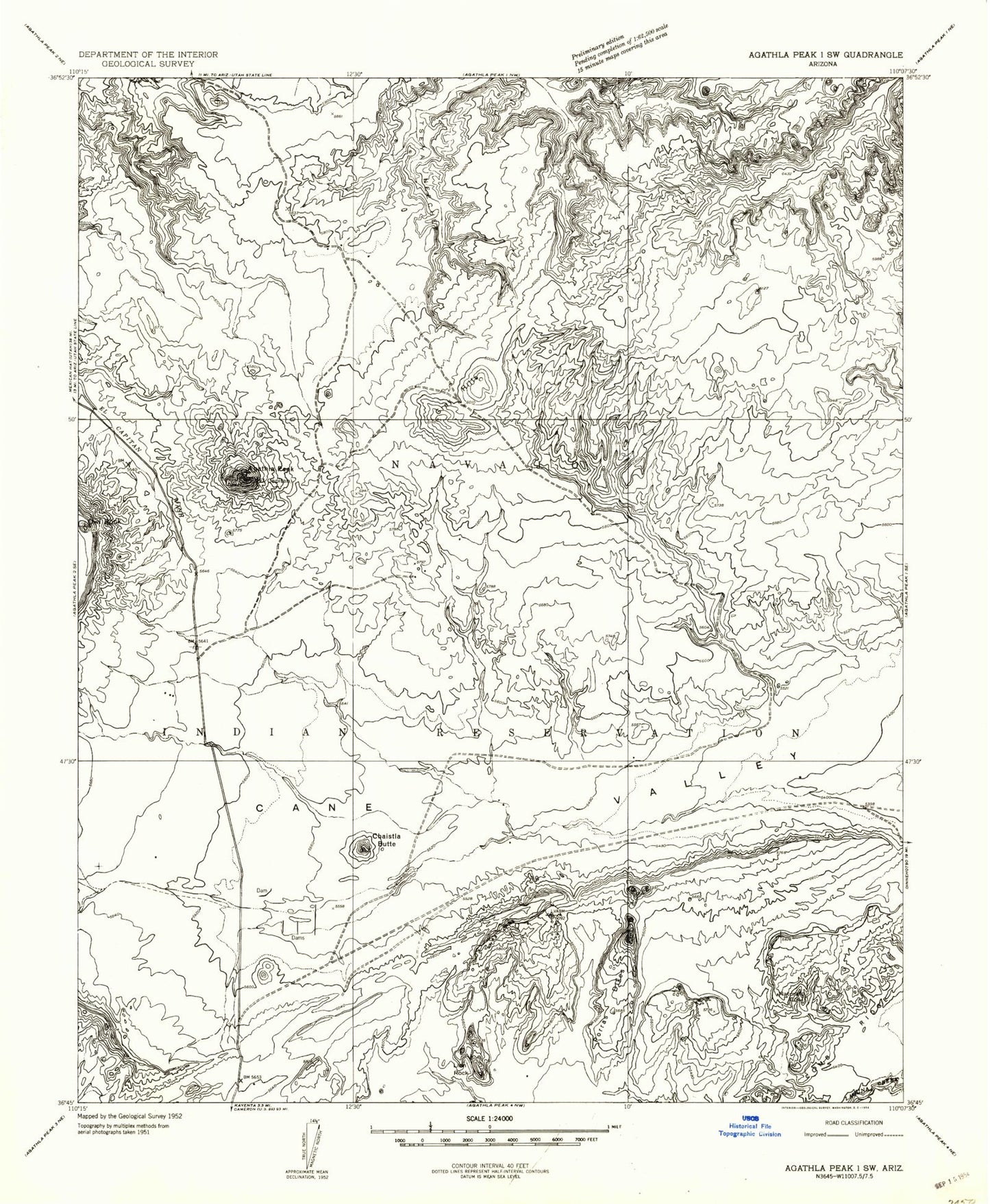 Classic USGS Agathla Peak Arizona 7.5'x7.5' Topo Map Image