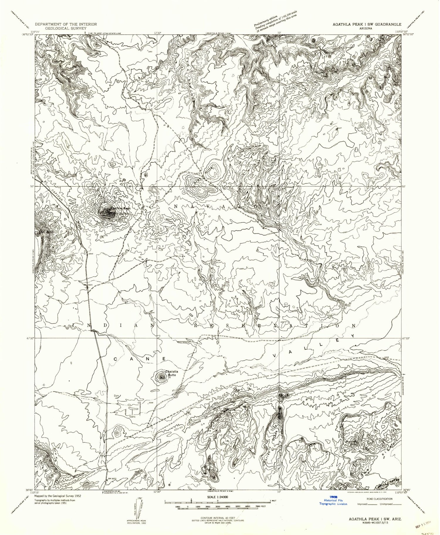 Classic USGS Agathla Peak Arizona 7.5'x7.5' Topo Map Image