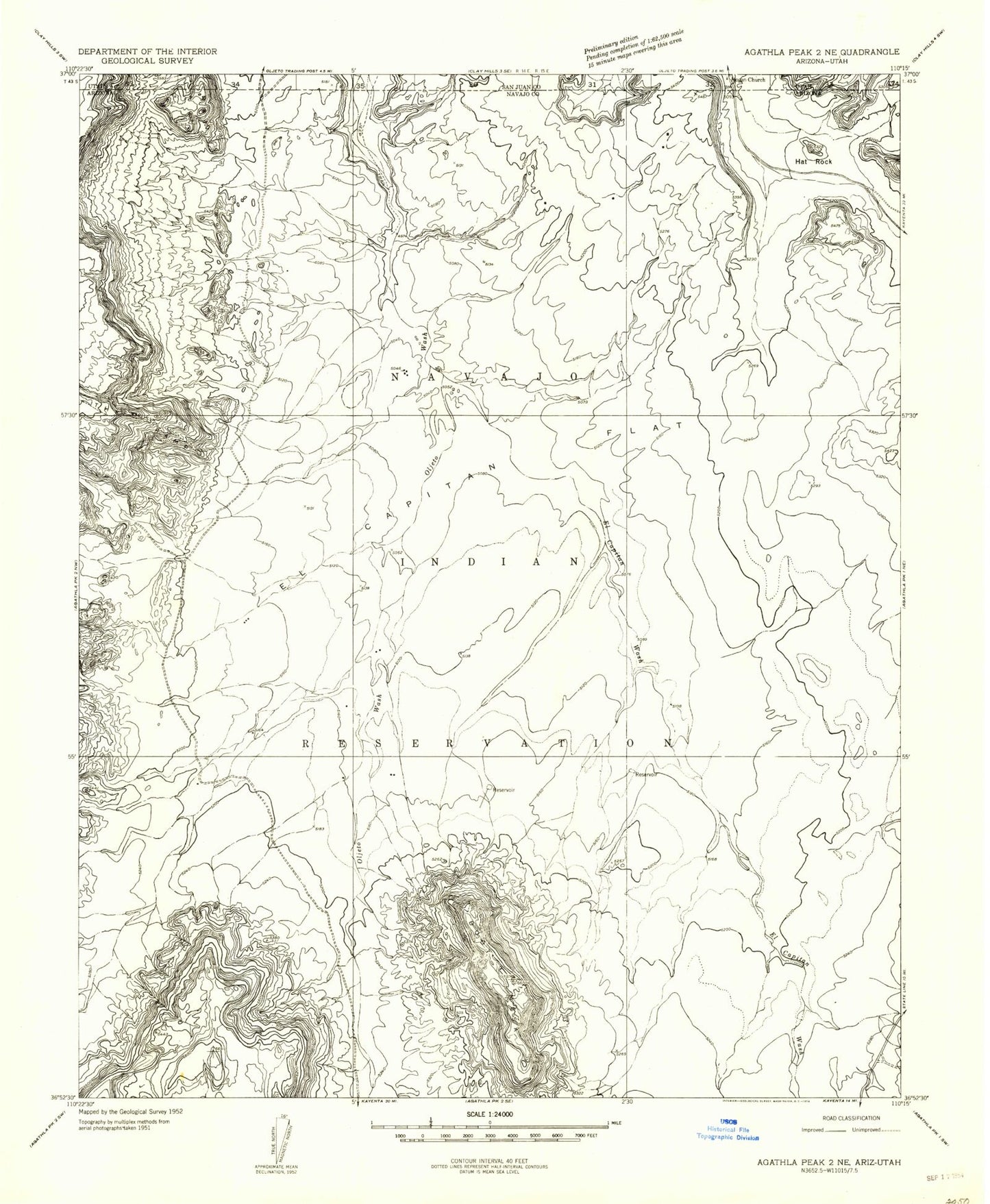 Classic USGS Boot Mesa Arizona 7.5'x7.5' Topo Map Image