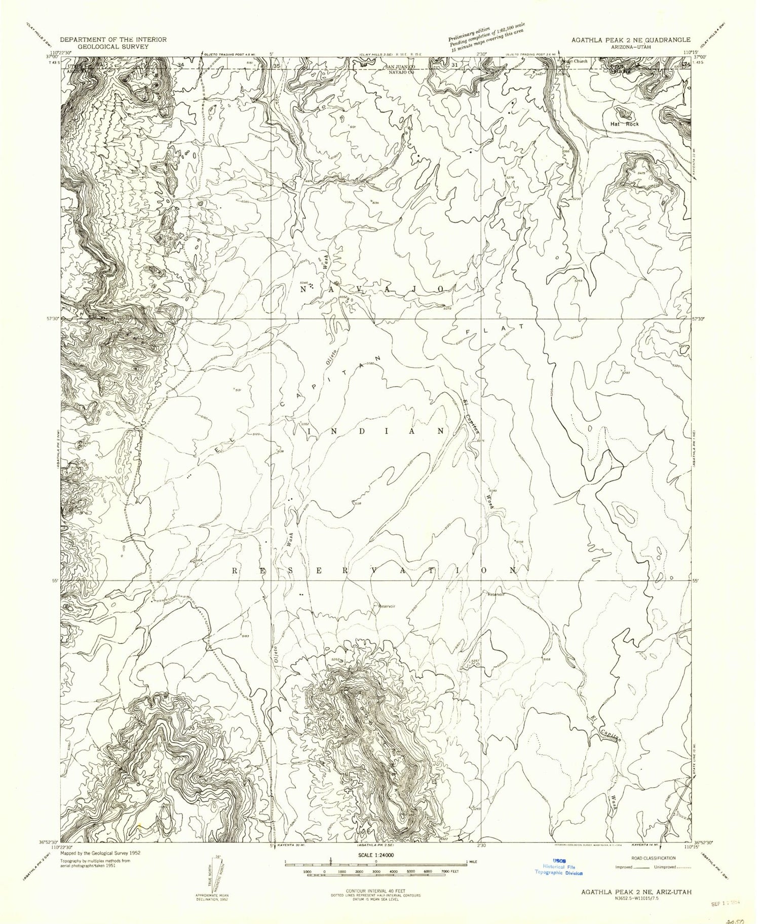 Classic USGS Boot Mesa Arizona 7.5'x7.5' Topo Map Image